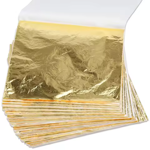 100/200Sheets Imitation Gold Leaf Gold Foil Sheets for Arts DIY Gilding Crafting Painting Picture Frames Furniture Decoration