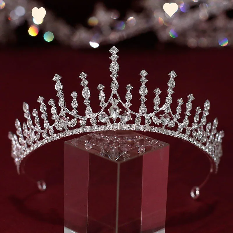DIEZI Princess Silver Color White Crystal Tiara Crown Women Girls Birthday Party Dress Tiara Elegant Queen Bridal Accessories