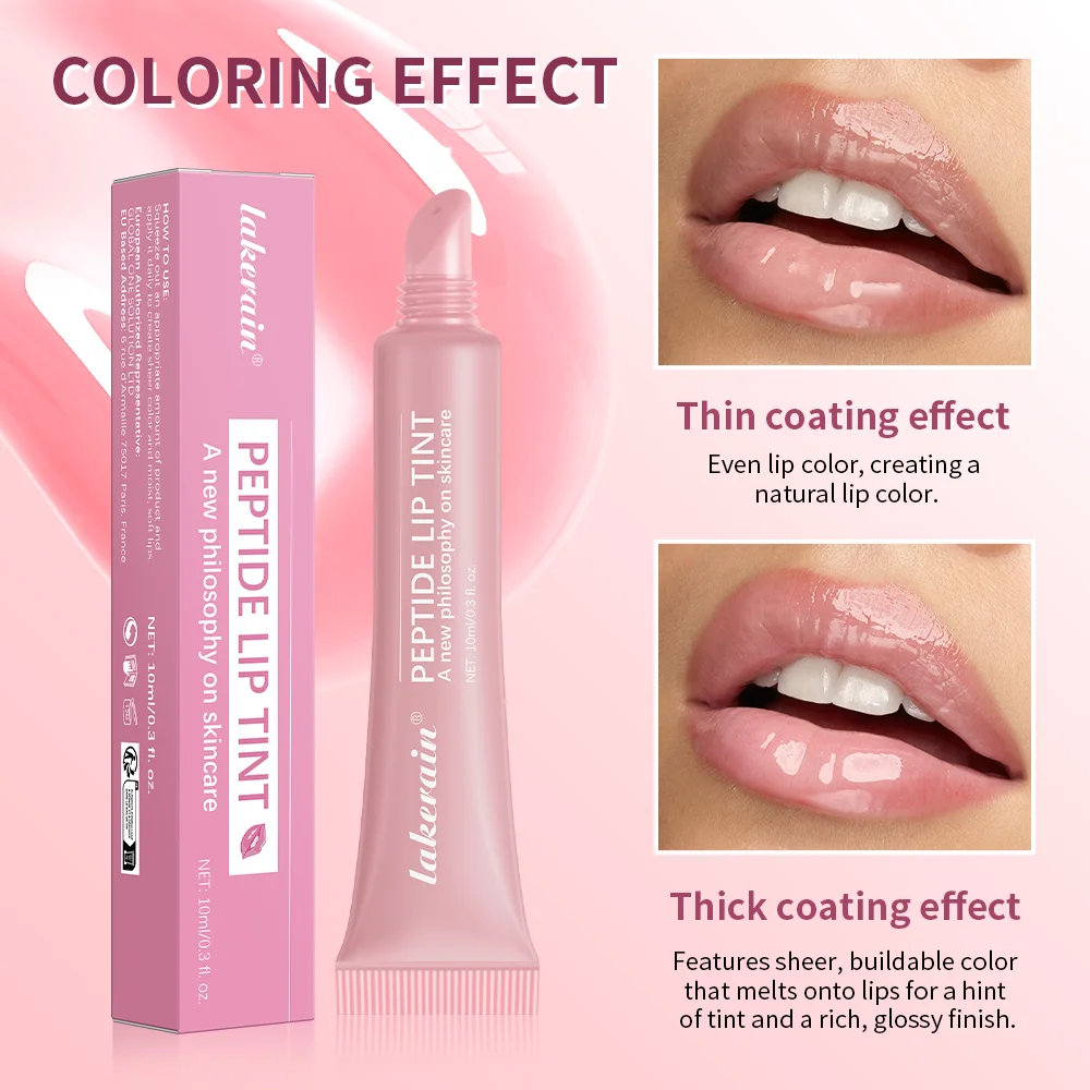 Getinte lippenbalsemset - 4-delige peptide hydraterende lippenbalsem, gelei lippenbalsem, Valentijnsdag lipmake-up cadeau voor vrouwen