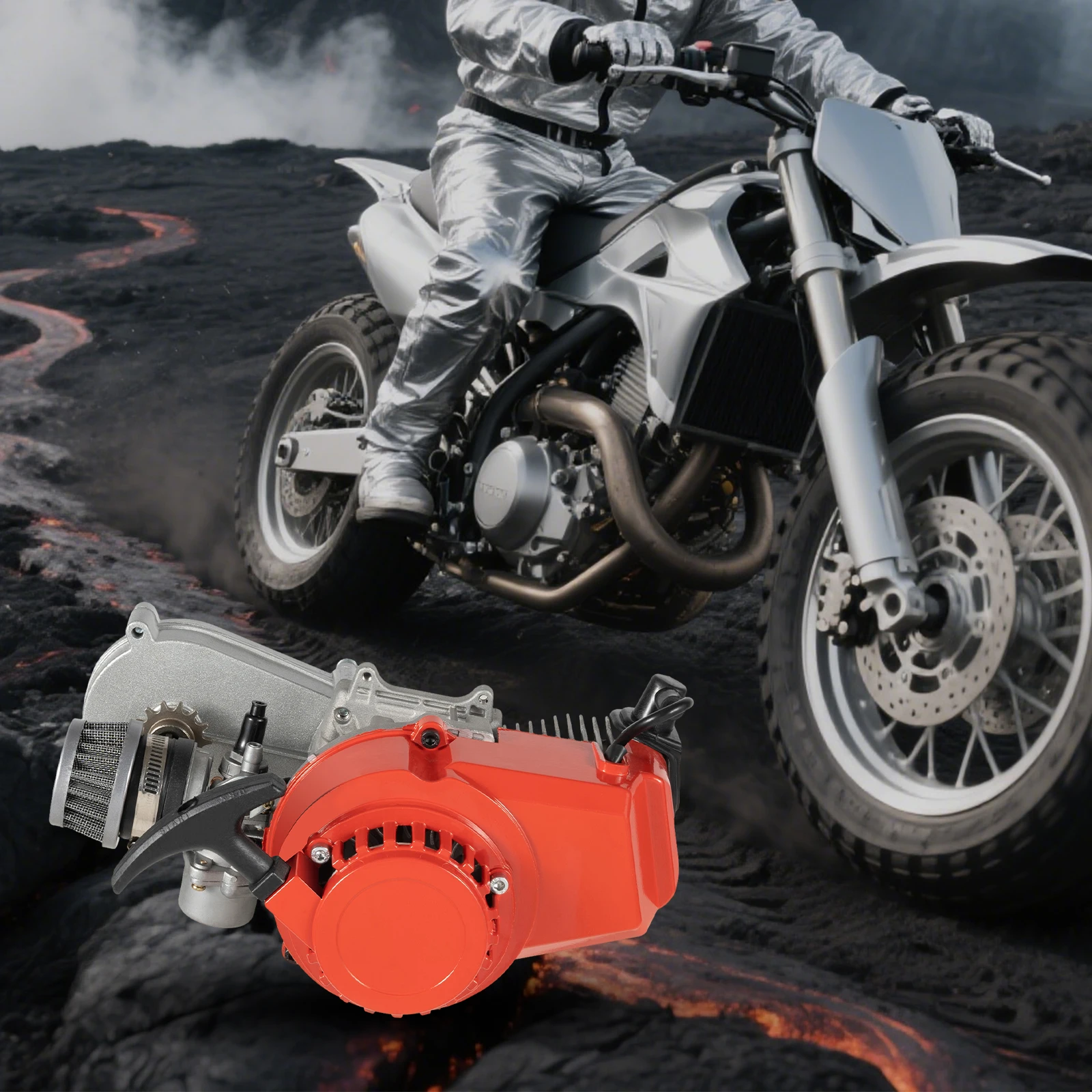 محرك 49cc للطرق الوعرة محرك ثنائي الأشواط مع محرك قوي لدراجة الجيب للدراجة الترابية الصغيرة أو دراجة الشاطئ، المركبات أو السكوتر