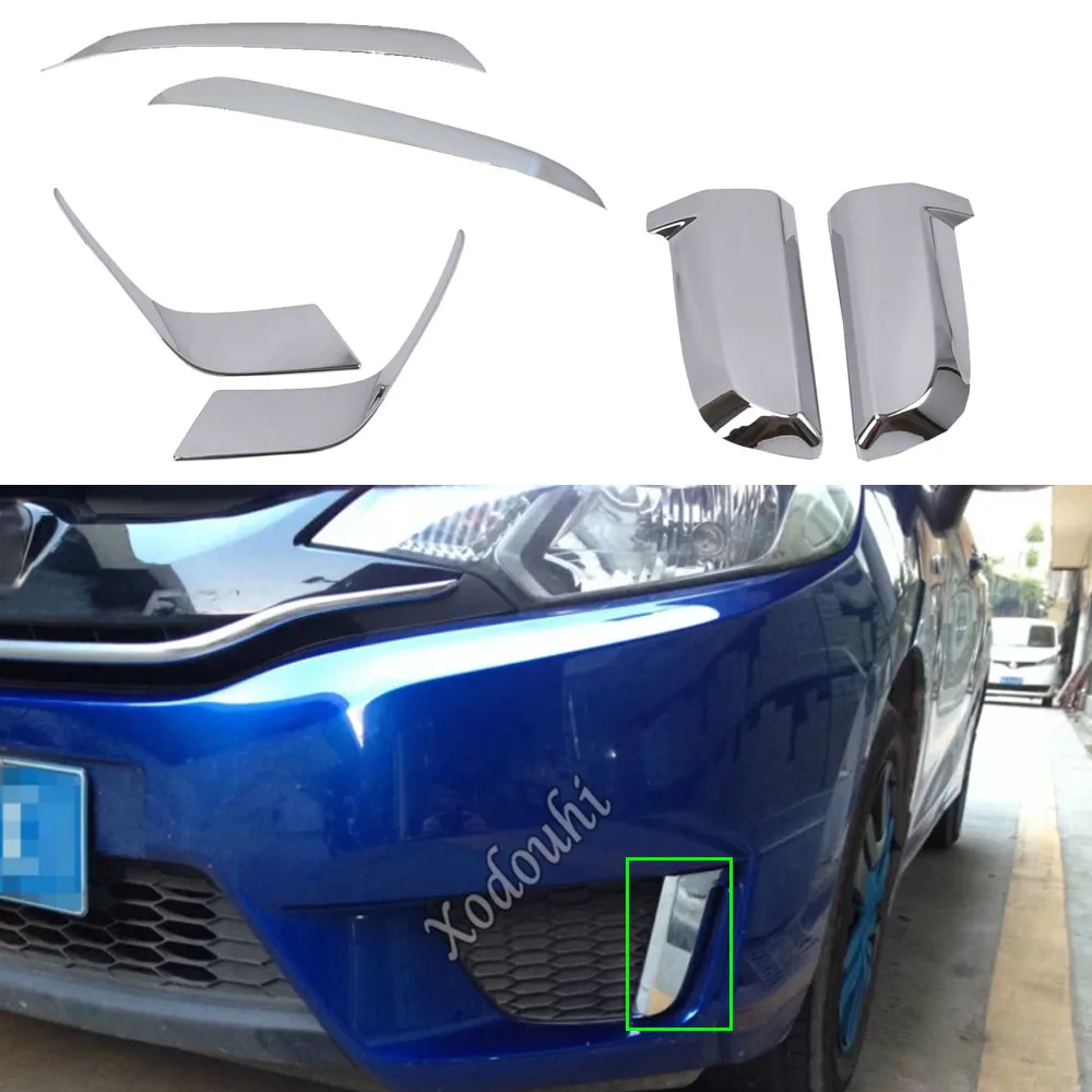 

For Honda Fit Jazz 2014 2015 2016 2017 Car Body Head Front Fog Eyebrow/Trim Light Lamp Frame Stick ABS Chrome Cover Hood Stick