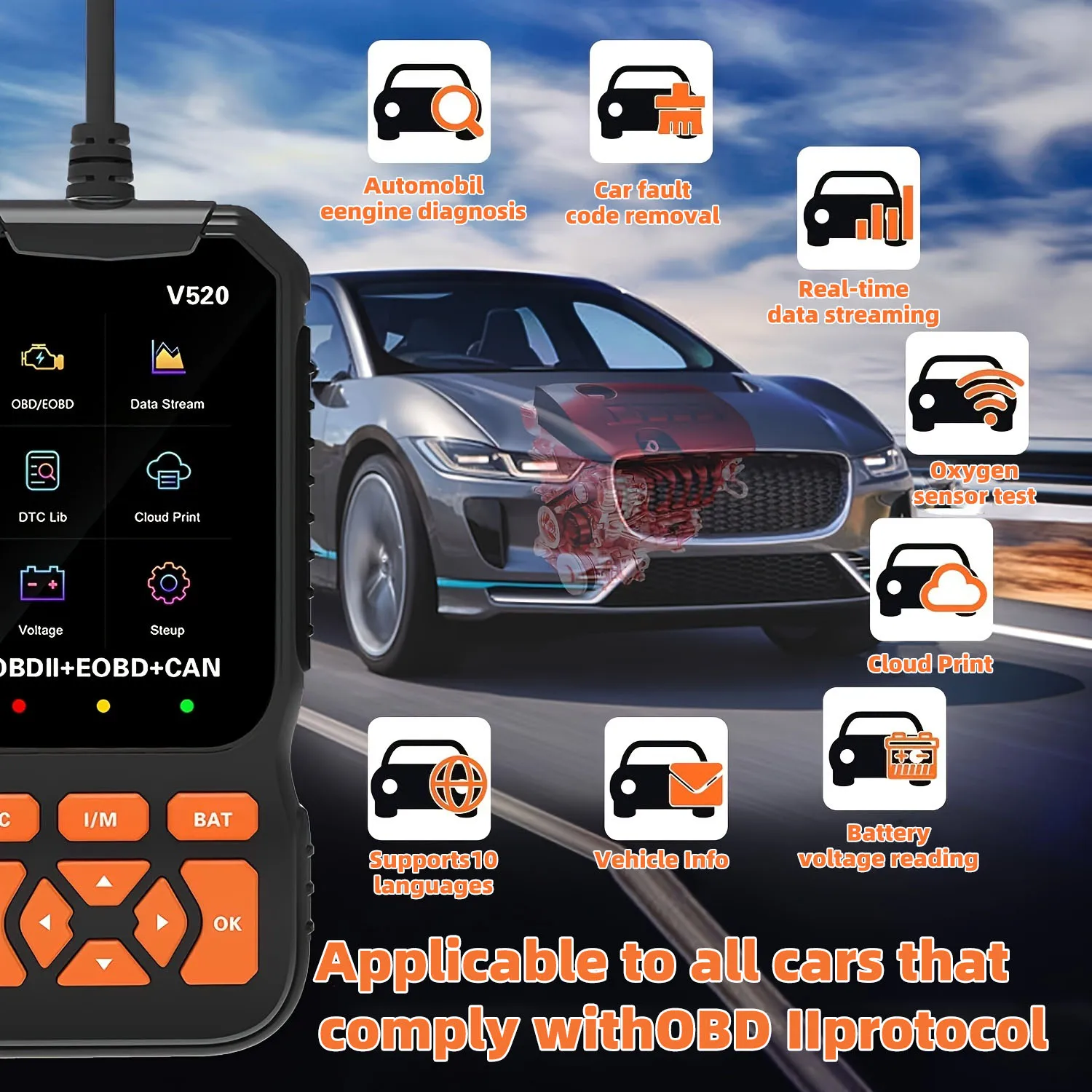 Yanace Universal Car OBD2 Scanner Diagnostic Tool Code Reader Engine Fault Code Reader for All 1996+ OBD II Cars