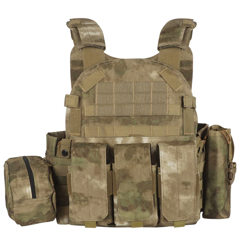 

6094 Camouflage Plate Carrier Vest Multi-Functional Tactical Hunting Vest Adjustable Men Combat Equipment for Outdoor Cycling