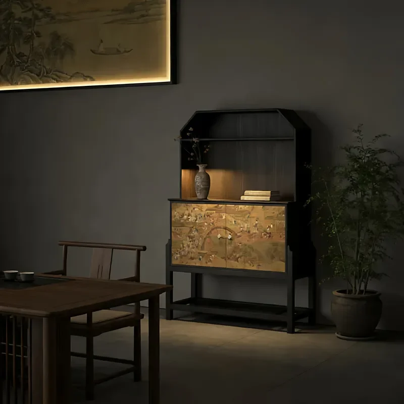 Song Style National Style Solid Wood Dining Side Cabinet Living Room Tea Coffee Cabinet Bedroom Wall Mounted Multi Functional