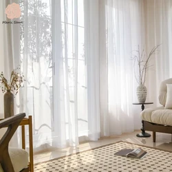 Luxury White Tulle Voile Organza Curtains for Living Room Bedroom Kitchen Multi-Purpose Sheer Light Filtering Voile Drapes Decor