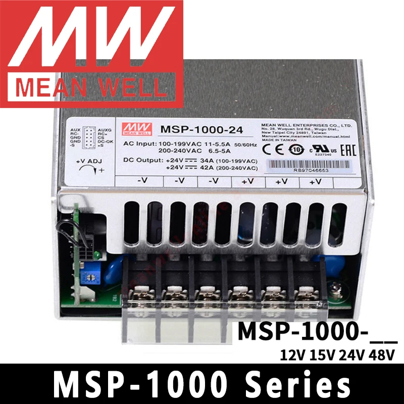 Mean Well MSP Series MSP-1000-12/15/24/48 Meanwell 1000W Single Output Medical Type PFC Function Switching Power Supply