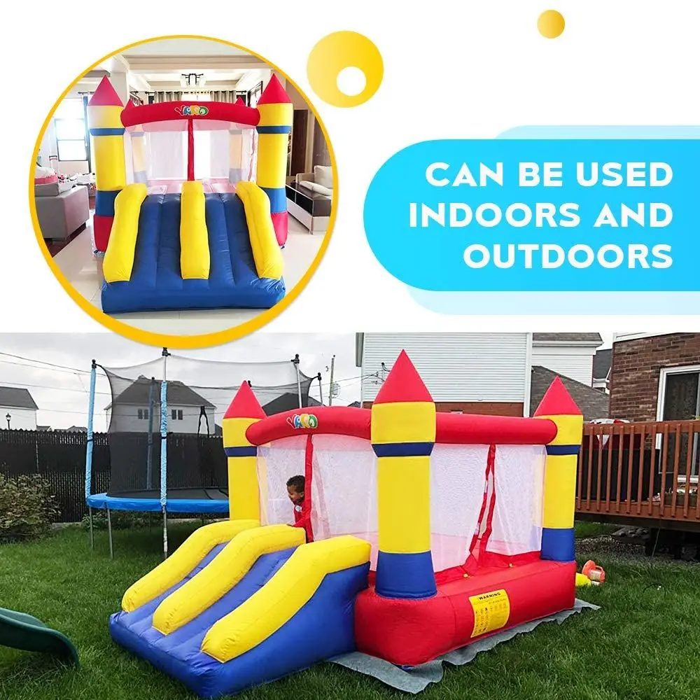 Made of Nylon and Vinyl Extra Thick Bouncing Floor Inflatable Bounce House for Outdoor Indoor Party, Four-Sided Protection Net,