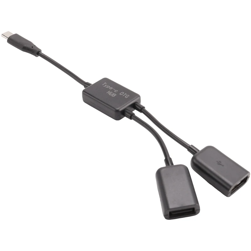Best Type C OTG USB Male to Dual 2.0 Female OTG Charge 2 Port HUB Cable Y Splitter