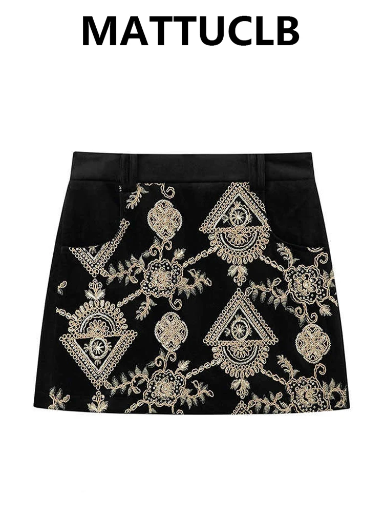 

Women's Mini Skirt Embroidery Korean Fashion A-line French Vintage Aesthetic 2000s Dark Academia Evening Party Coquette Y2k New