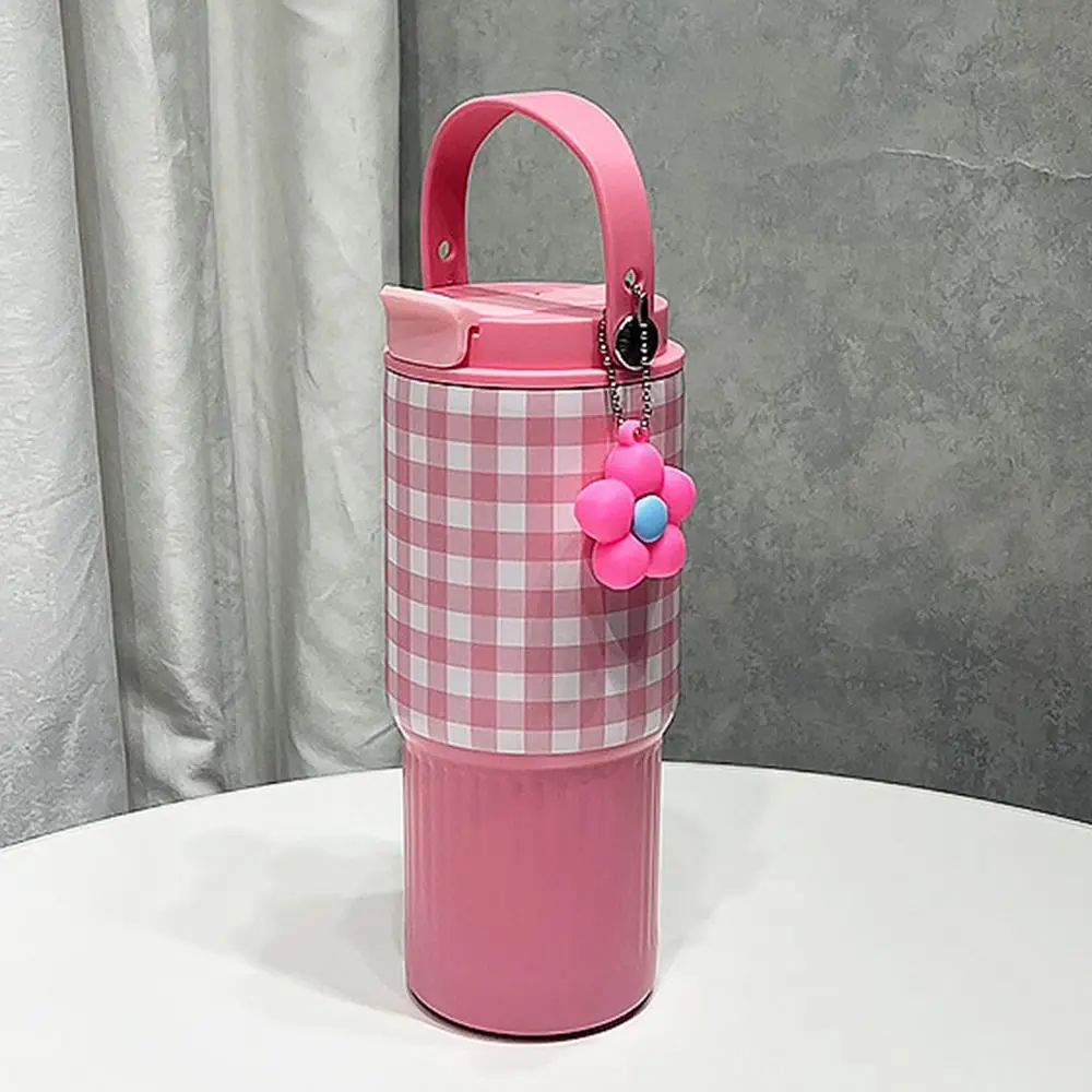 

Creative Thermal Water Bottle 750ML Portable Coffee Tumbler with Handle Straw Design Leak-proof Outdoor Insulated Mug Travel