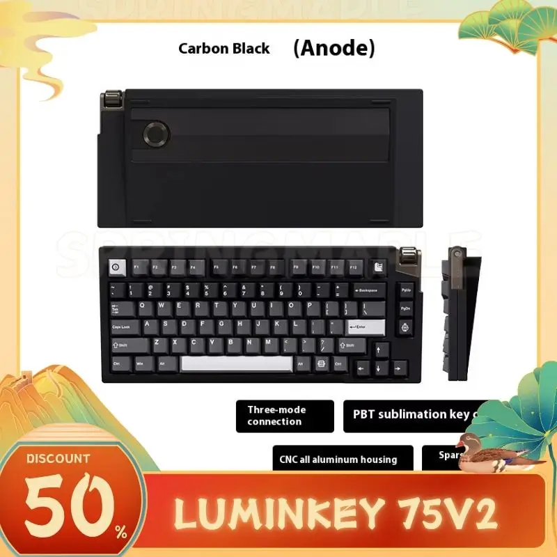 LUMINKEY 75V2 Mechanical Keyboard 3Mode Aluminum Alloy Bluetooth Wireless Keyboard PBT Hot Swap Custom Office Game Keyboard Gift