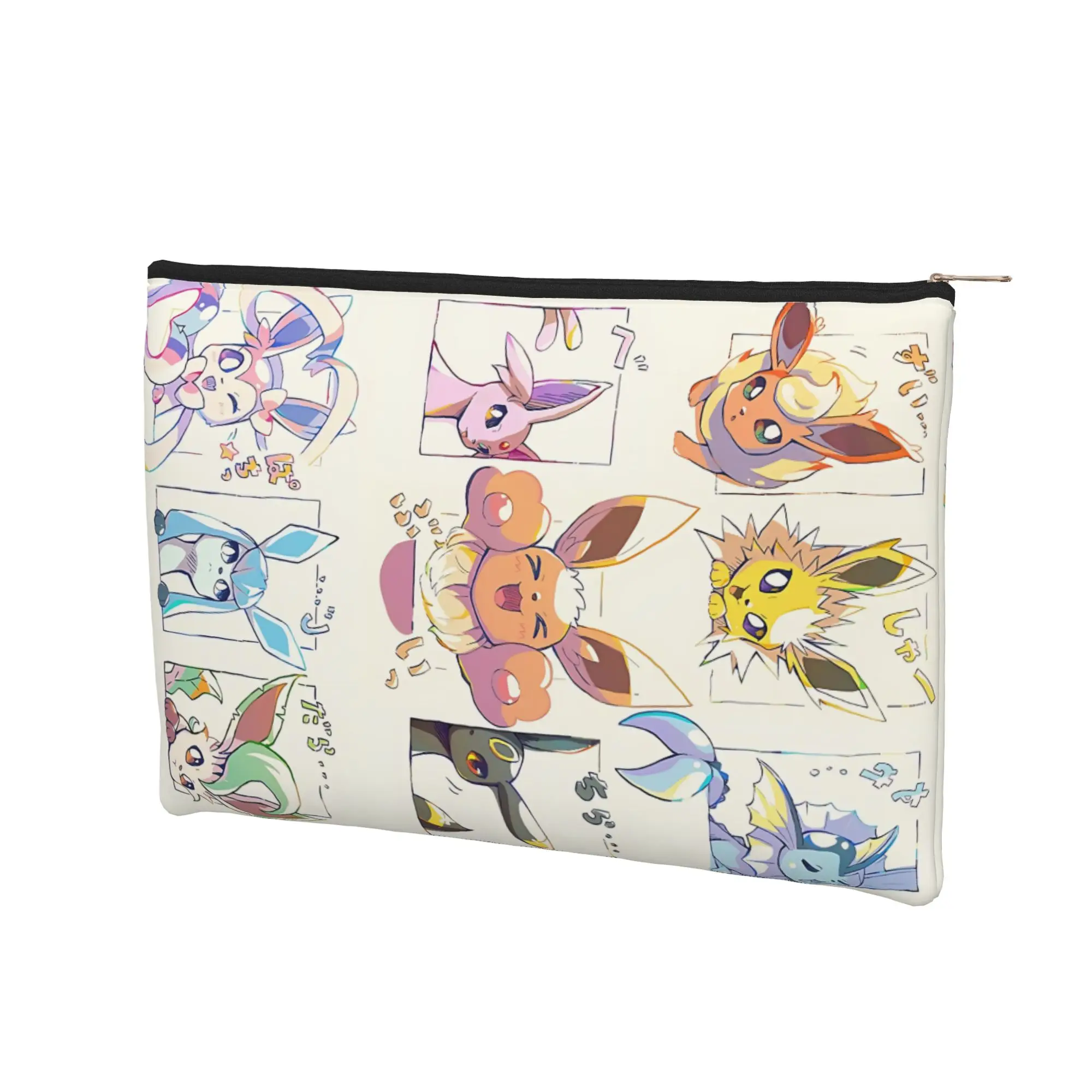anime Foldable Cute pouch Pokemon Eevee Eeveelution Makeup Bag  Toiletry Bag with Zipper Cosmetic Pouch
