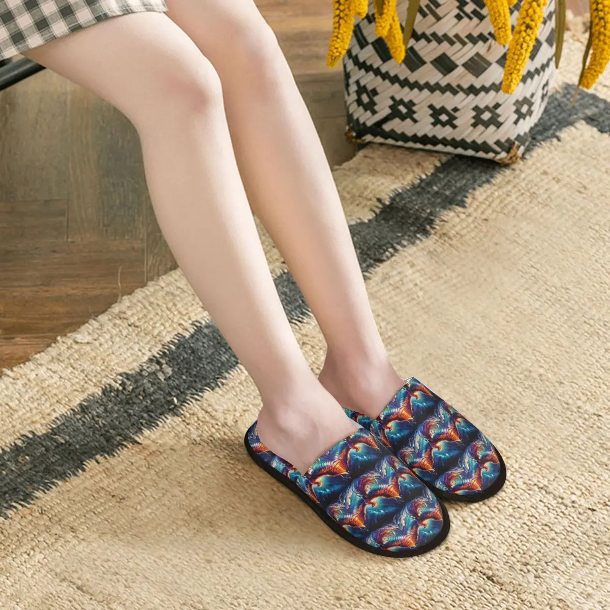 Custom Colorful Majestic Phoenix Slippers Memory Foam Warm Soft Women House Slipper Indoor Fluffy Shoes