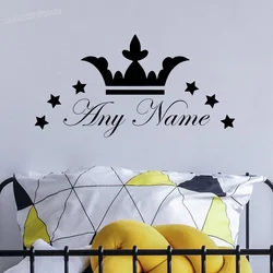 Personalized Name Crown Stars Wall Decal Boy Custom Name Wall Sticker Children Room Boys Bedroom Nursery Decor Vinyl Decal B848