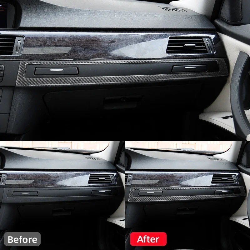 لسيارات BMW 3 Series E90 2005-2012 اكسسوارات السيارات ألياف الكربون سيارة المشارك الطيار كوب الماء حامل لوحة الإطار الخارجي غطاء الكسوة ملصقات