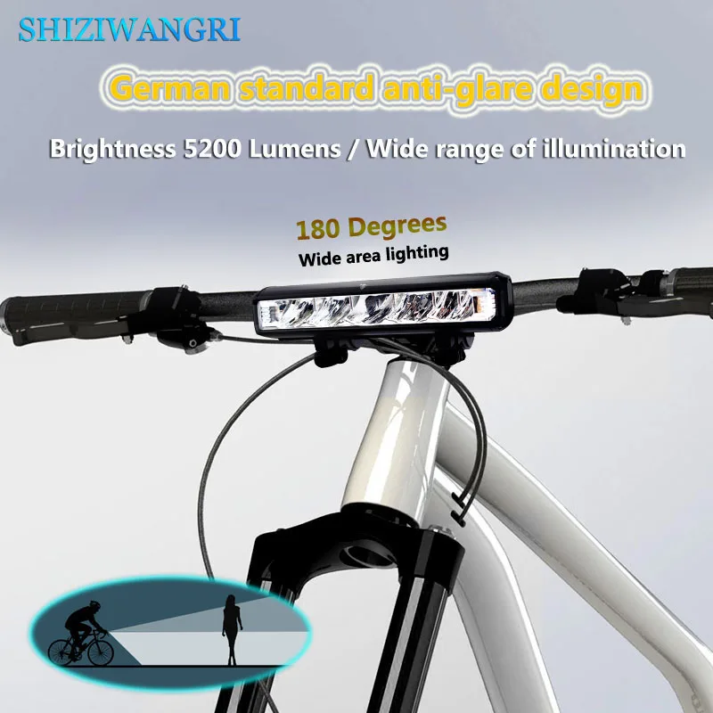 SHIZIWANGRI 5200LM Bicycle Light Front 8000mAh Bike Light Waterproof Flashlight USB Charging Headlight for MTB Road Cycling Lamp