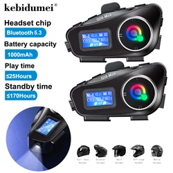 Q58-MAX Motorcycle Helmet Intercom Bluetooth Headset LED Lighting Dual 500M IP65 Rateddeep Waterproof Stereo FM Radio Interphone