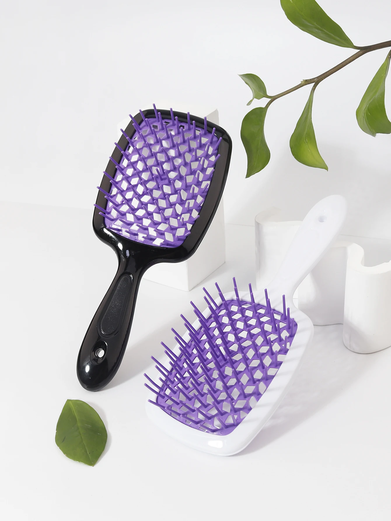 2 combs scalp massage comb fluffy shape comb mesh comb women's hollow wet roll hair brush