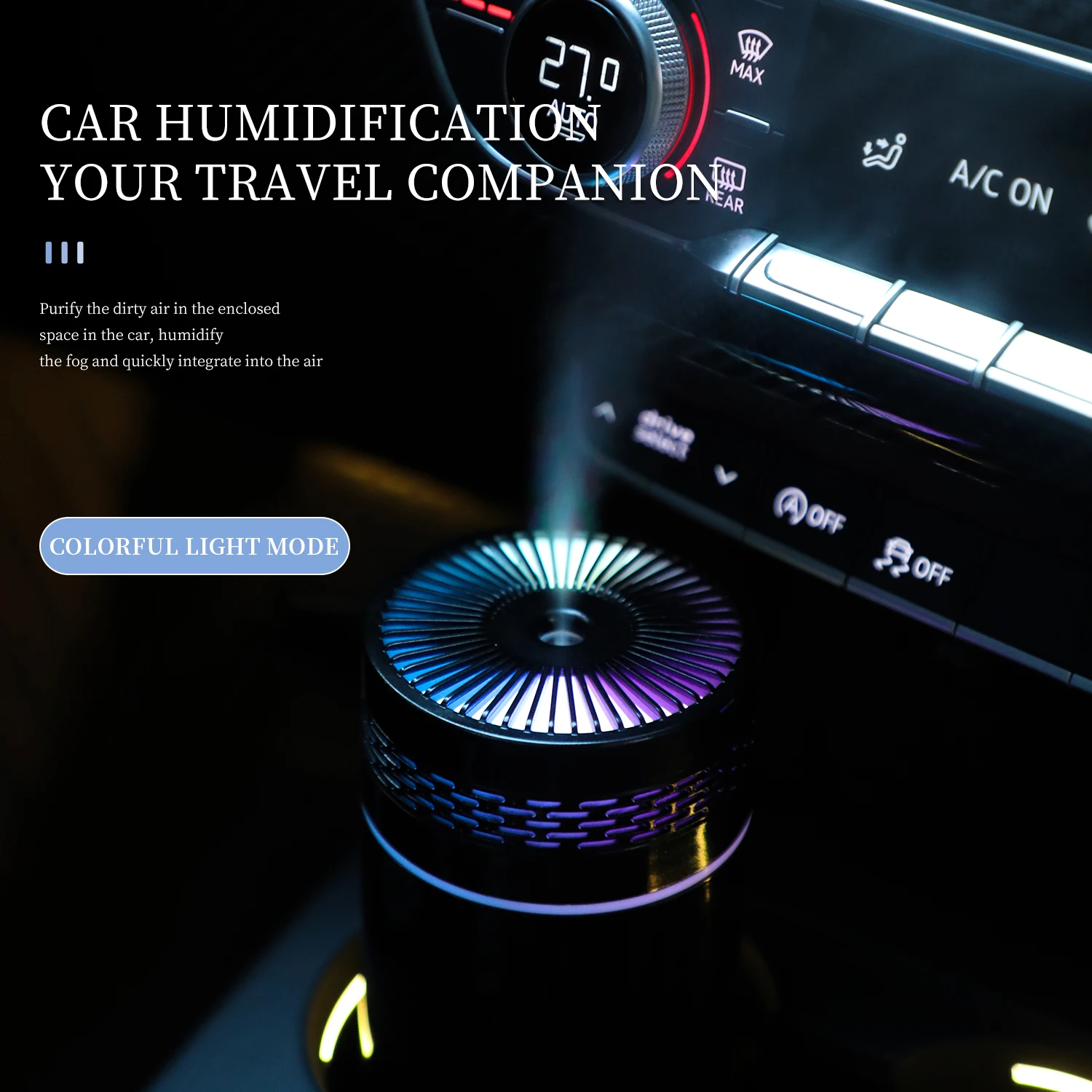 Mini humidificateur d'air de voiture portable avec lumière LED, brumisateur de pulvérisation, diffuseur d'huiles essentielles, USB 62, chambre et voyage, 250ml