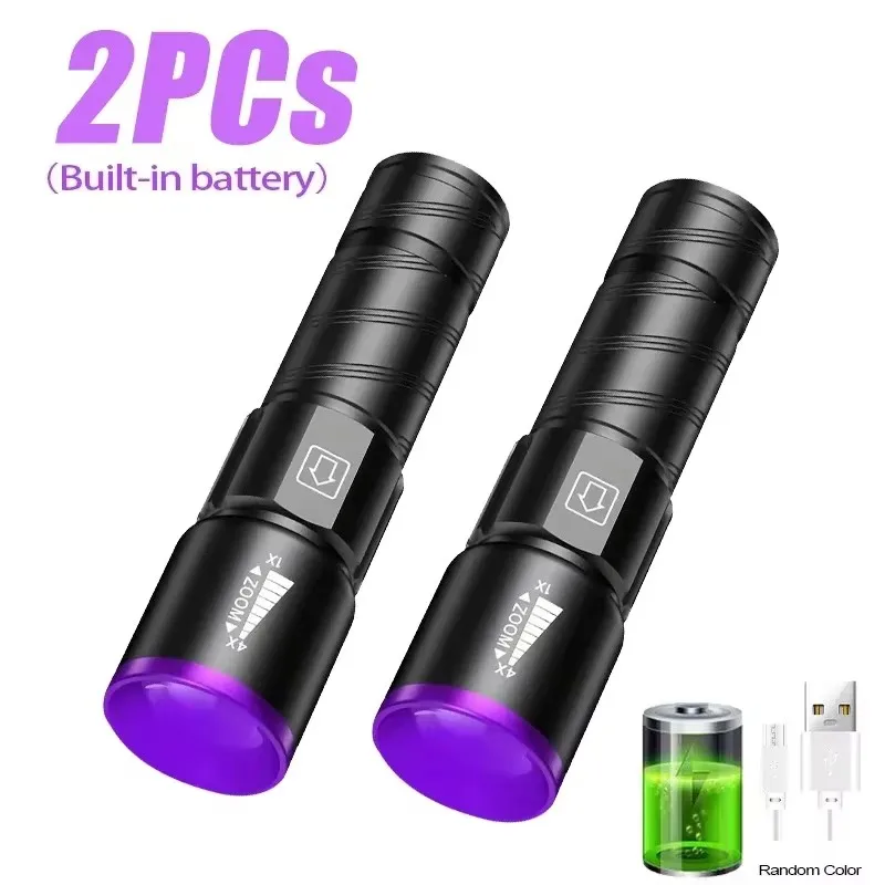 395nm LED UV Flashlight Rechargeable Zoomable Torch Light for Pet Urine Stain Detector Tools Lantern Money Fluorescer Detector, image 9