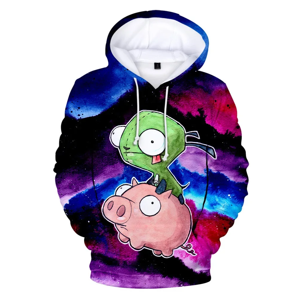 Anime Invader ZIM Cosplay Alien Gir Doom 3D Digital Print Hoodies Jacket Coat Hooded Pullovers Sweatshirts Halloween Costume