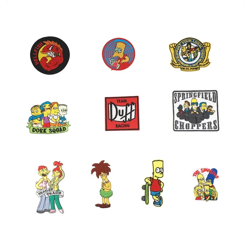 Cartoon The Simpsons TV Patches for Clothing Embroidery Patches Anime Fusible Patch Stickers DIY Jackets Pants Decoration Patch