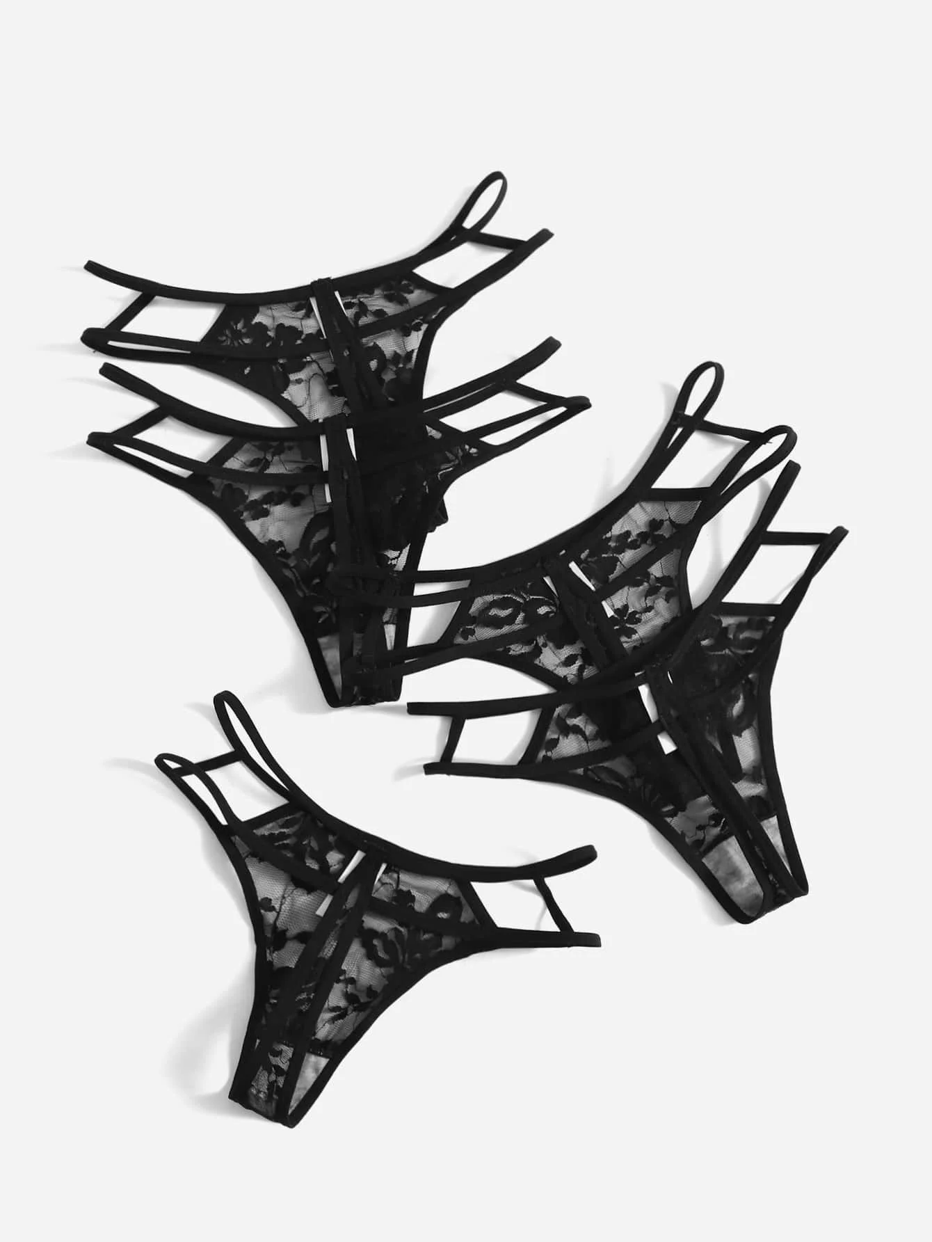 Five Black Lace Thongs For Women\'s Sexy and Charming Transparent Underwear Invisible Thongs Can Be Paired With Lingerie C972