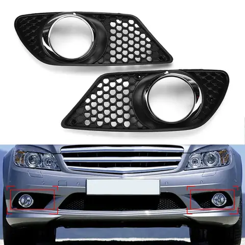 Fog Light Cover For Mercedes Benz C Class W204 2008-2010  Front Bumper Grille Foglights Covers Frame Hole Protect
