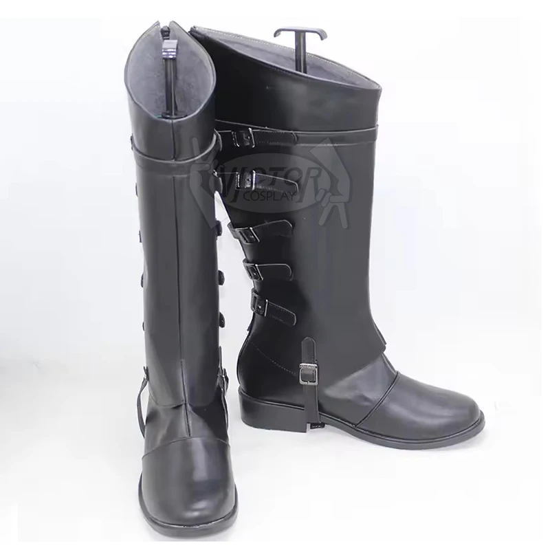Scarpe cosplay Vergil Scarpe in pelle PU nere Stivali di carnevale di Halloween Accessorio per costume cosplay