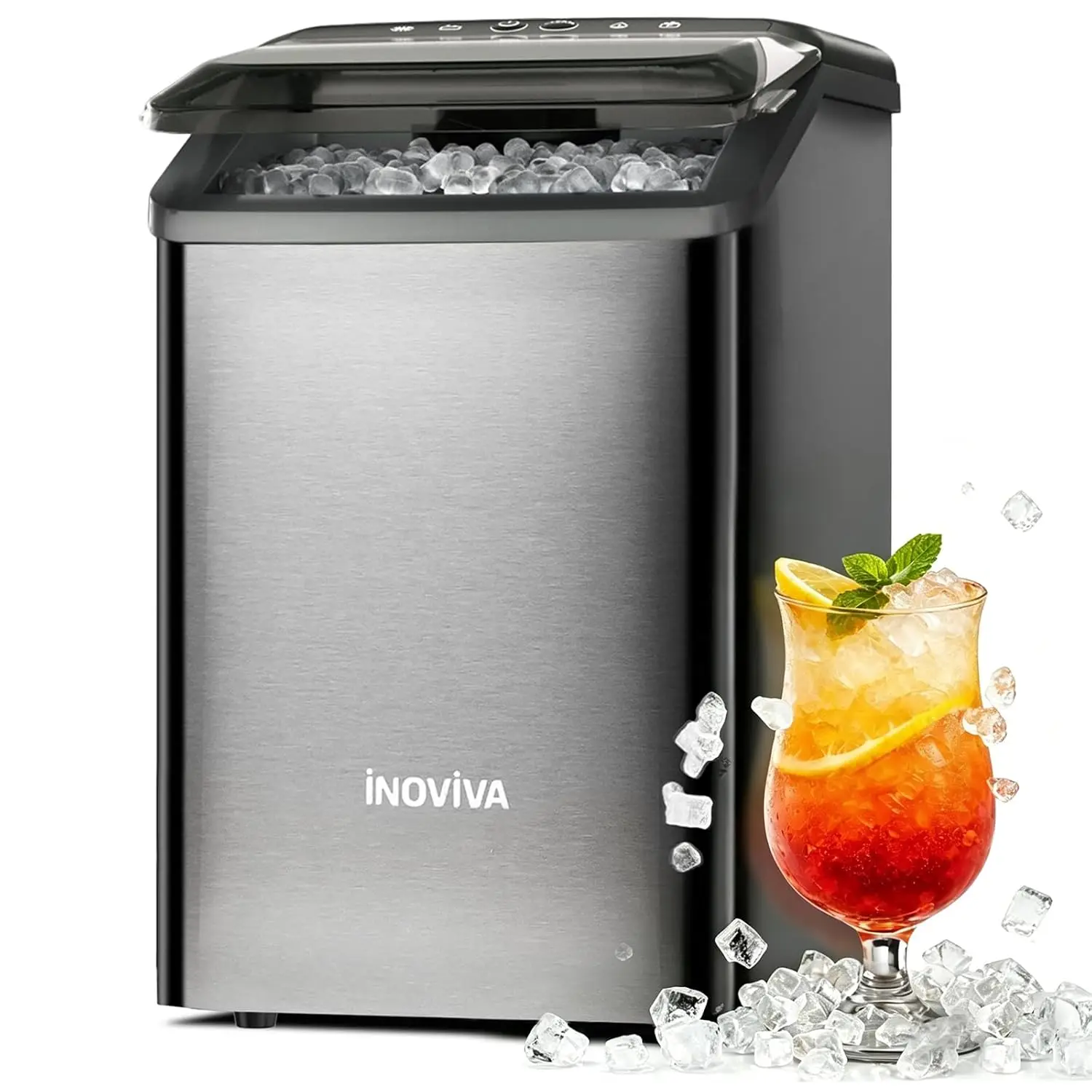

Nugget Ice Maker Countertop, 40lbs/24H Soft Chewable Pellet Ice Machine with Self-Cleaning, Sonic Ice Maker for Home Kitchen