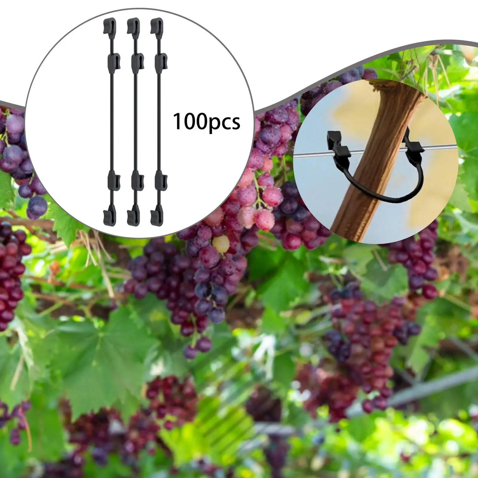 

100x Adjustable Kiwi Grape Plant Ties Clips Bendable Locking Hooks Versatile for
