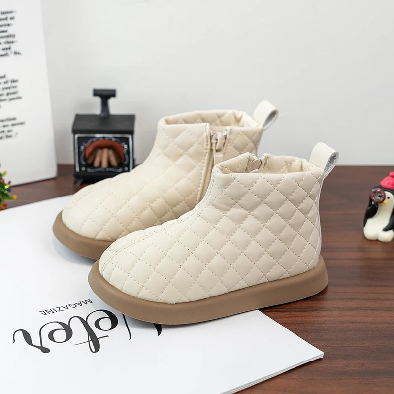 

Детские полусапожки однотонного цвета, универсальные детские ботильоны с круглым носком, зима 2024, новые повседневные ботинки для девочек на толстом меху, мягкие