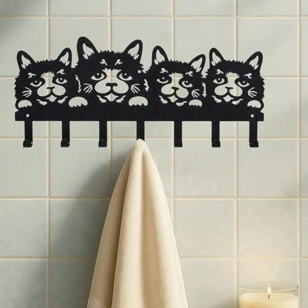 Pawsitively Adorabili ganci da parete per gatti, set di 5, simpatici ganci per artigli a forma di animale per cucina, ingresso, camera da letto, bagno