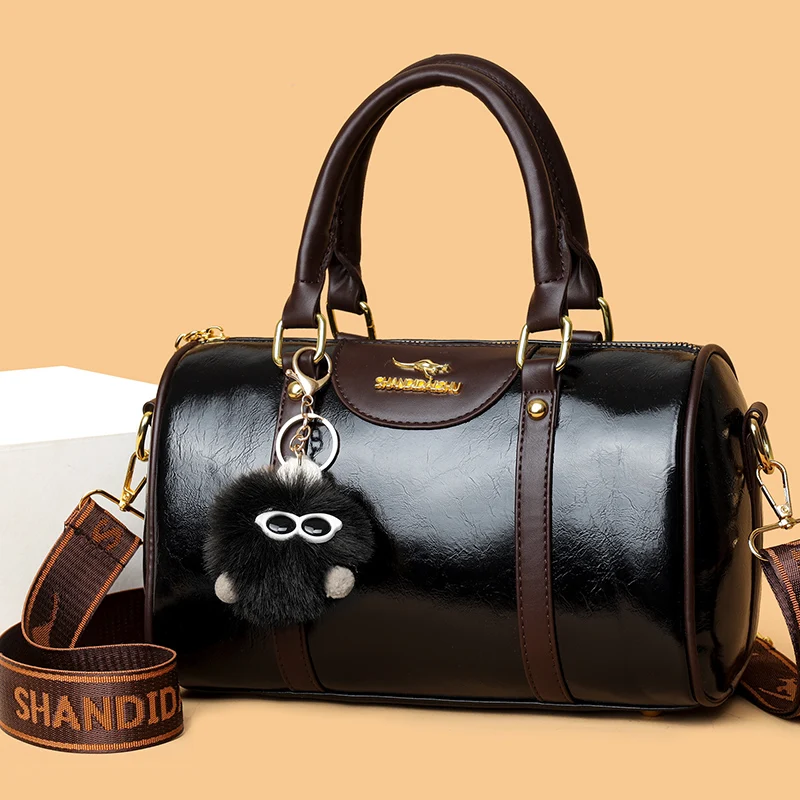 

High Quality Oil wax skin Leather Fashion Women Shoulder Messenger Bag Multi-pocket Wear-resistant Bag Luxury Ladies Handbag Sac