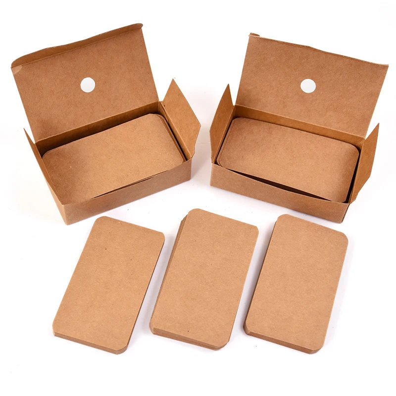 100pcs/box Kraft Paper Cards White Cardboard Tags Blank BusinessTag DIY Writing Greeting Invitation Card Wedding Decor Supplies