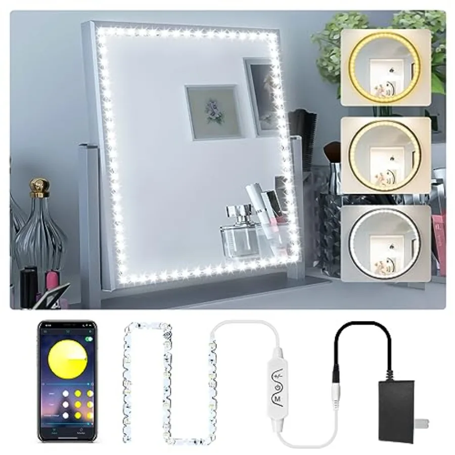 LED Vanity Lights for Mirror, 13Feet Led Vanity Mirror Lights Kit Dimmable Color and Power Supply Brightness Lighting Fixture S