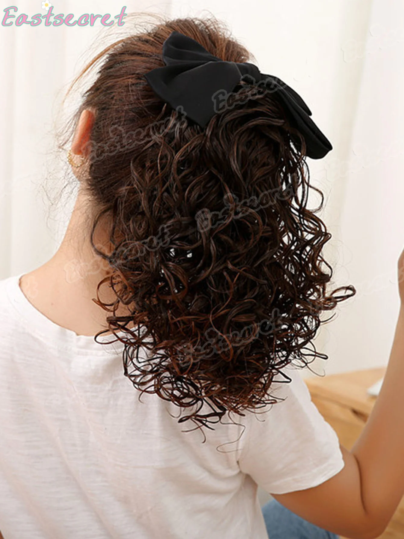 شعر مستعار صناعي على شكل ذيل حصان للنساء على شكل فراشة مشط إدخال على شكل ذيل حصان منفوش طبيعي يزيد من حجم تجعيد لوليتا عتيق #6