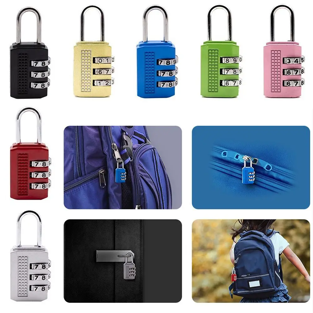 Security 3 Dial Digit Combination Lock Password Lock Backpack Zipper Lock Luggage Padlock Dormitory Cabinet  Lock