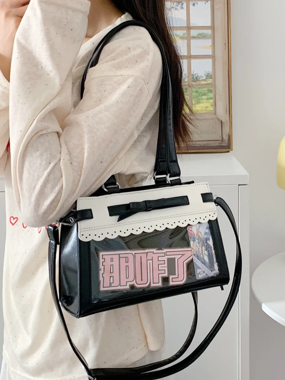 

Versatile Shoulder Ita Bag Crossbady Sac Femme Sweet Bow Bolso 2025 New Bags for Woman Transparent Square Bolsos Mujer