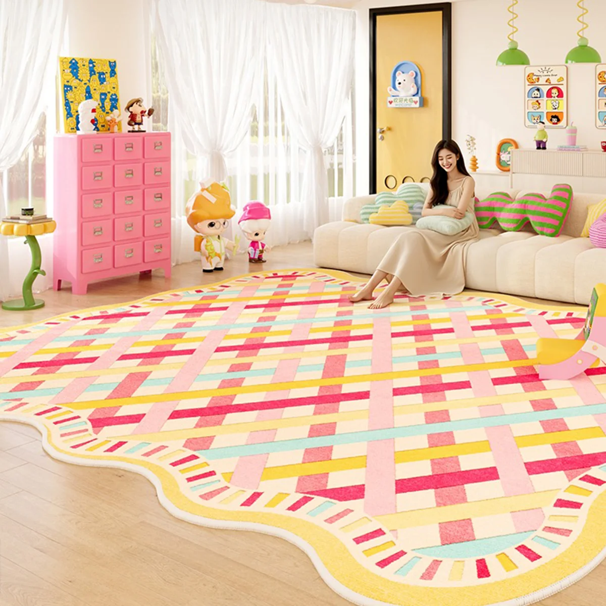 Large Area Rugs Living Room Irregular Shape Colorful Soft Carpets For Bedroom Bedside Floor Mats 카페트 거실 대형 Alfombra Dormitorio