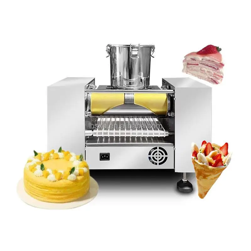 4/6/8/10 inches Crepe Maker Double Mille Cake Crust Making Machine Matcha Mango Durian Pancake Machine