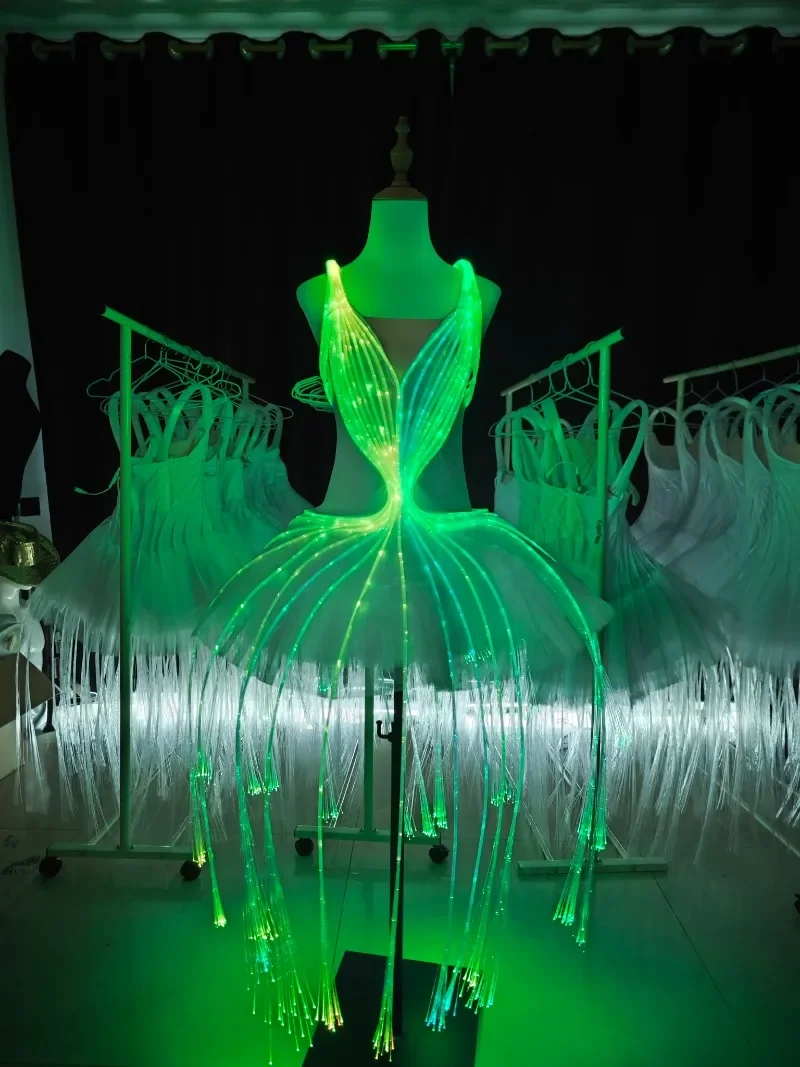 LED Professional Ballet Adult Swan Lake Pancake Ballerina Party Dance Costume Ballet Dress  Fiber Optic Remote Control Outfits