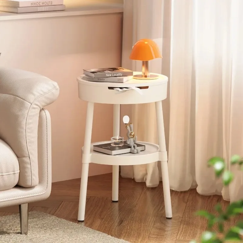 

JC Sofa Side Coffee Shop Creative Cream Style Coffee Table Movable Living Room Bedside Table with Storage Tea Table Decoration