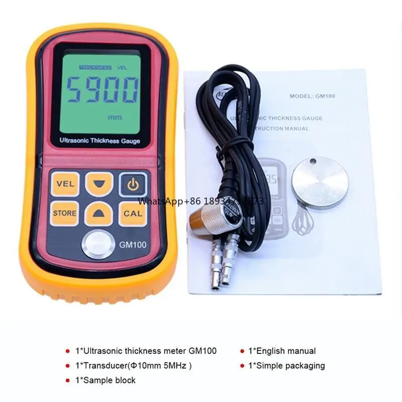 GM100 Digital Ultrasonic Thickness Gauge Tester Plastic Glass Ceramics Metal plate Stainless Steel Pipe Wall new