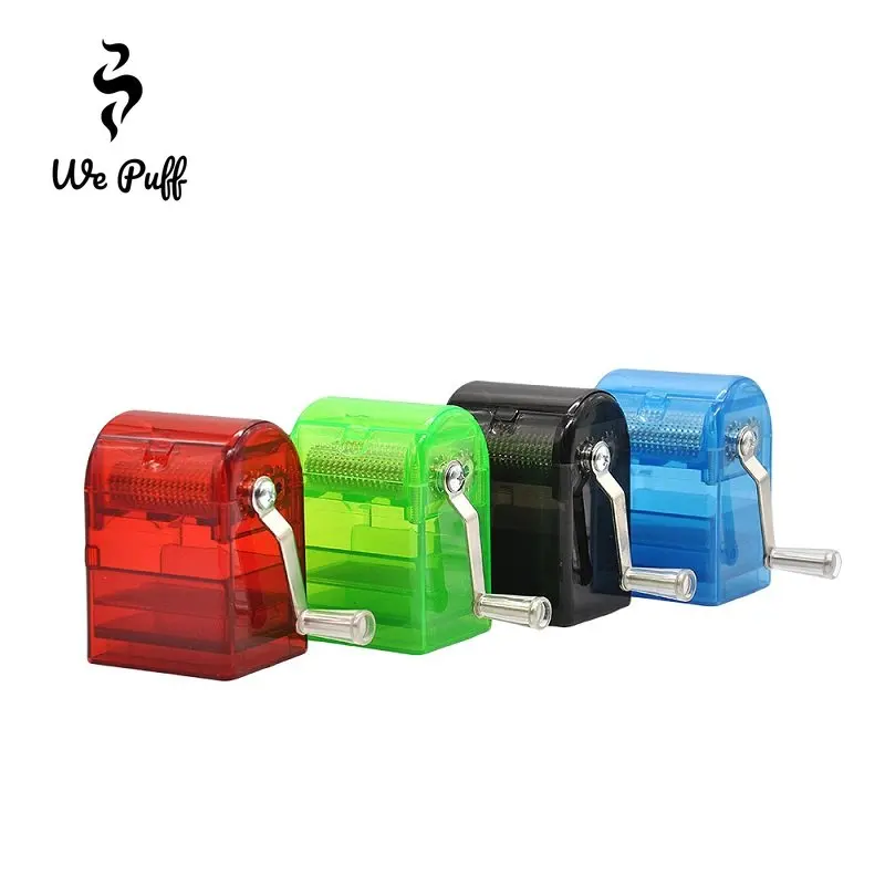 WE PUFF Mini Hand Cranked Herb Grinder Plastic Tobacco Cutter Herbal Spice Crusher with Metal Handle Cigarette Accessories