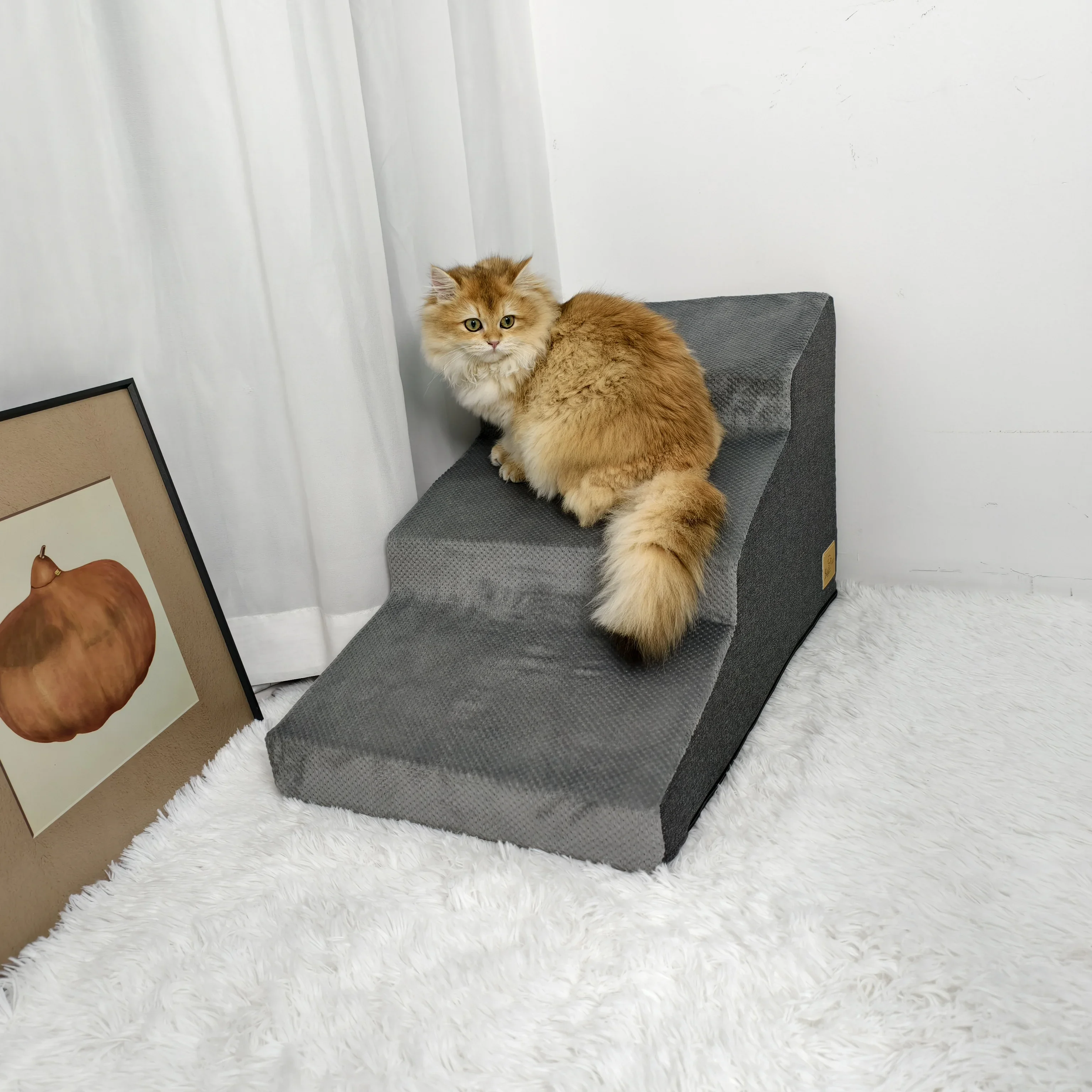 Pet Stairs Dog Stairs Steps Small Dog Bed Climbing Bed Ladder Bedside Puppy Cat Ladder Jacket Dismantling and Washing