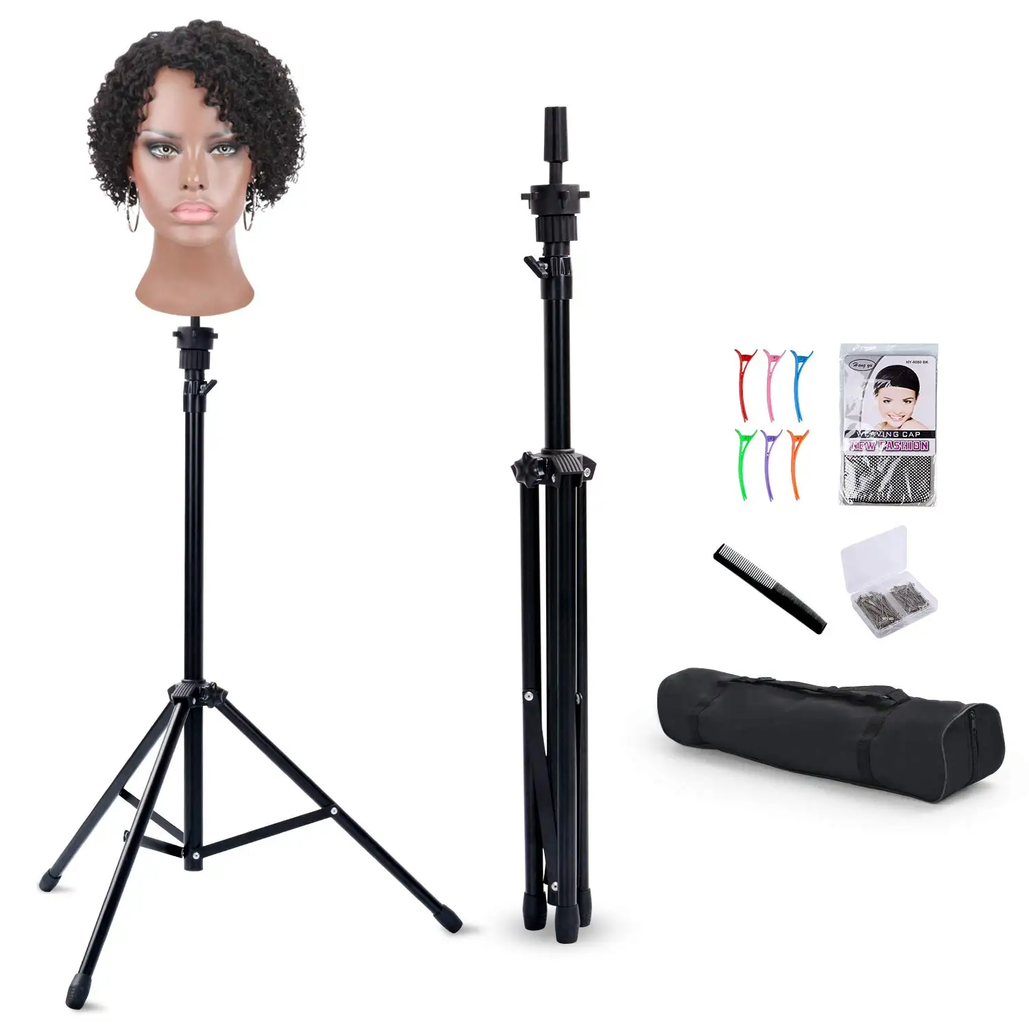 

Adjustable Wig Stand Tripod with Accessories for Hairdressing Training and Cosmetology Practice