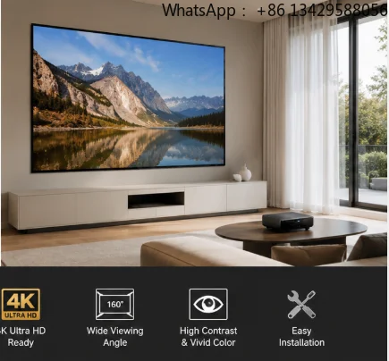 120 Inch 16:9 UST Fixed Frame ALR Projector Screen 4K 8K Anti-Light PVC High Contrast 160 View Angle Wall Mount Home Screen