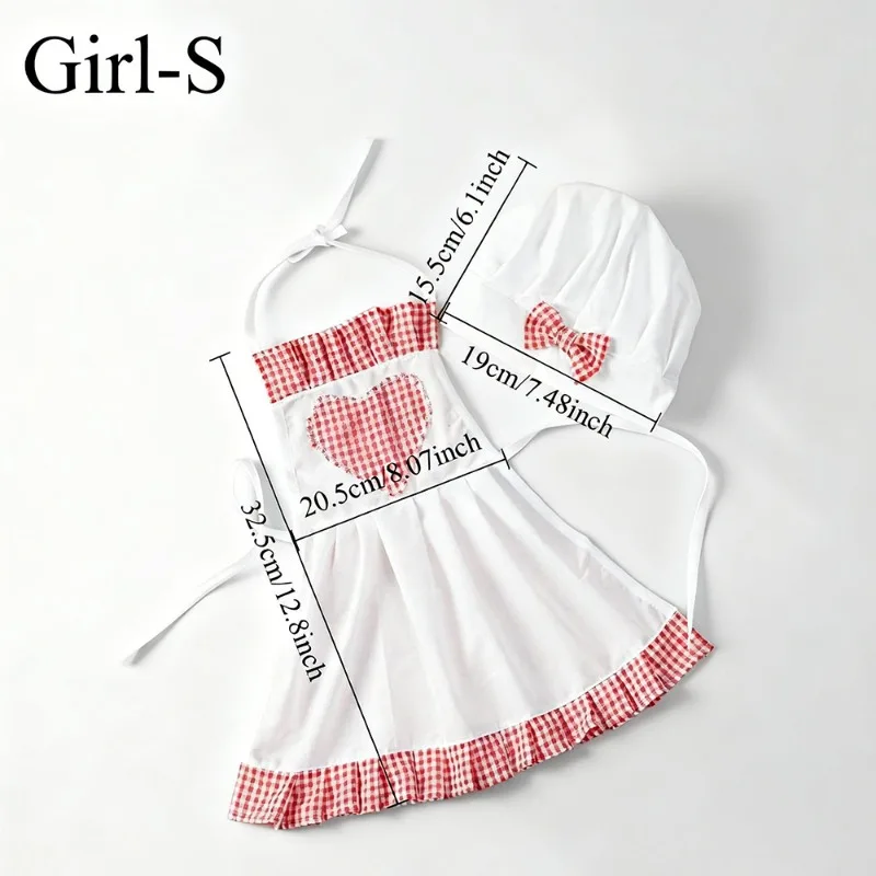 Red Gingham Baby Chef Costumes Newborn Photography Props Heart Apron Hat Sets Cute Infant Baker Outfits Studio Accessories view 4
