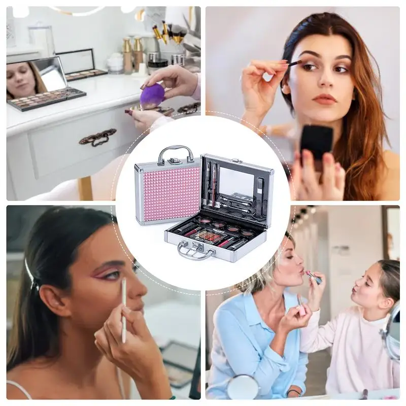 16-delige alles-in-1 make-upset Langdurige make-upkit met cosmetische doos en lippenstift Lipgloss Oogschaduwborstel en spiegel voor vrouwen